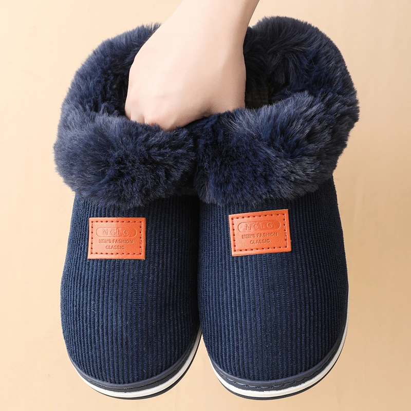Winter Men Shoes Casual House Shoes Women Comfortable Outdoor Warm Cotton Shoes Unisex Indoor Plush Slip on Warm Slippers Men image 3