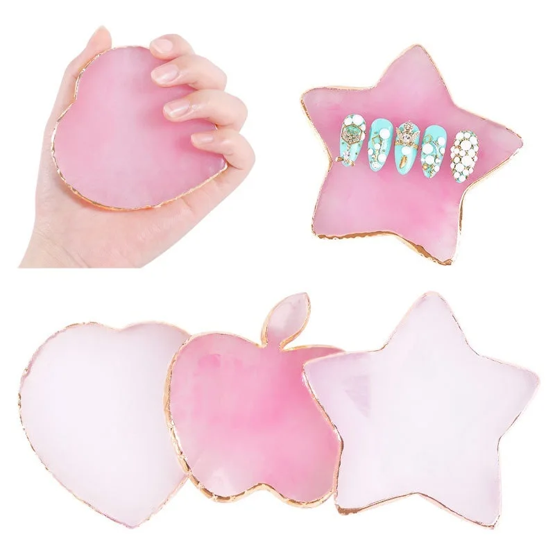 Resin Agate Stone Nail Art Palette False Nail Tips Mixing Color Drawing Pallet Gel Polish Display Shelf Manicure Tool