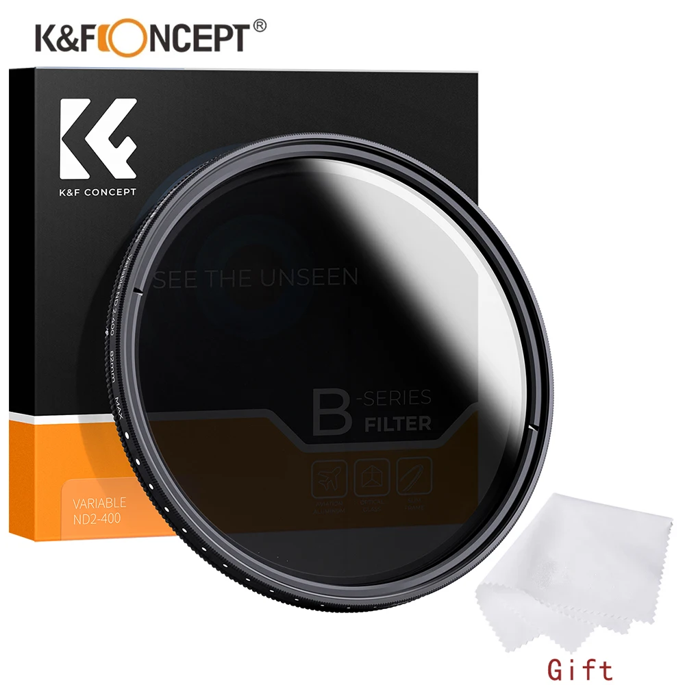 K & F Concept-filtro ND Variable Serie B, ND2-ND400 de densidad neutra, 67mm, 40,5mm, 46mm, 49mm, 52mm, 55mm, 77mm, 62mm, 72mm, 82mm