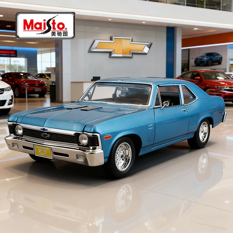 

Maisto 1:24 Chevrolet Nova SS 1970, легкосплавный автомобиль, литье под давлением и игрушечный транспорт, модель автомобиля, миниатюрная масштабная модель автомобиля для детей