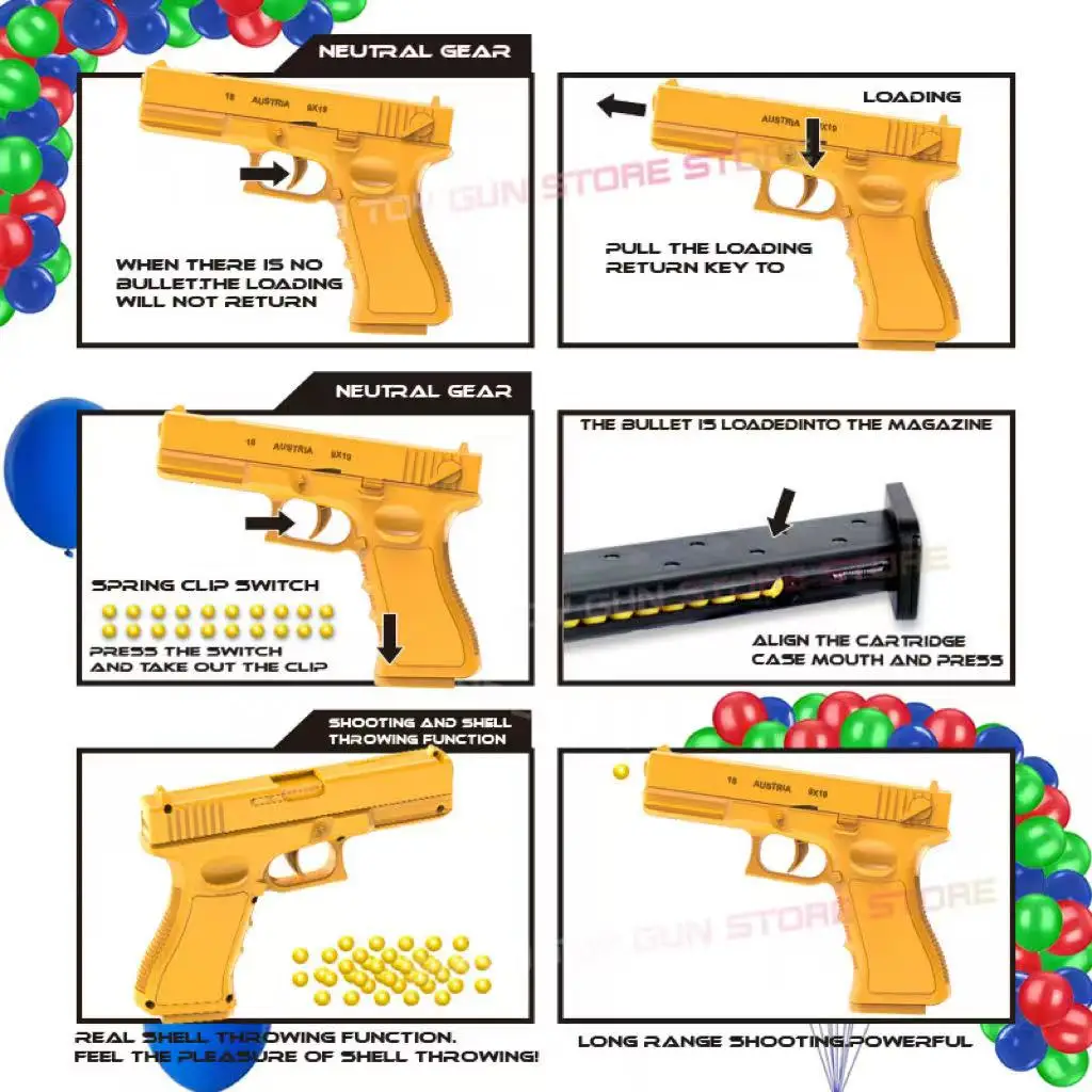 2025年 トイガン G18 マニュアルボルト ソフトエアガン アウトドア CSシューティング バルーンゲーム 小道具 (風船付き)