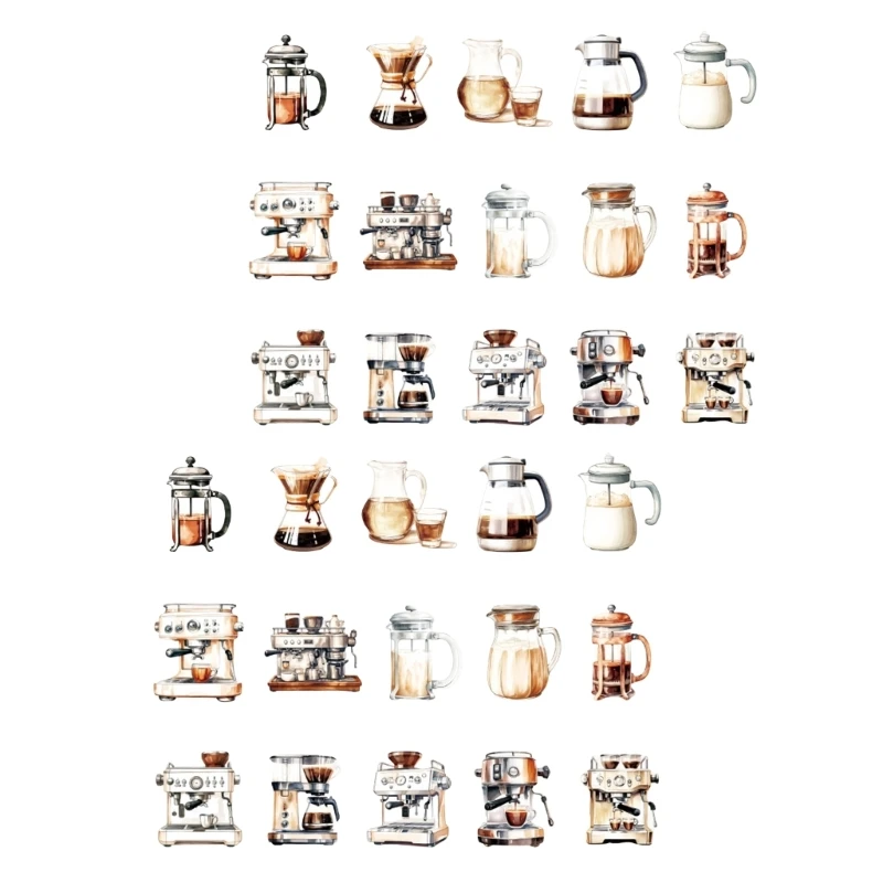 30 feuilles Coffee House Series Sticker Decorative ordinateur portable autocollant café Girl Girl Sticker Sticker Scrapbooking