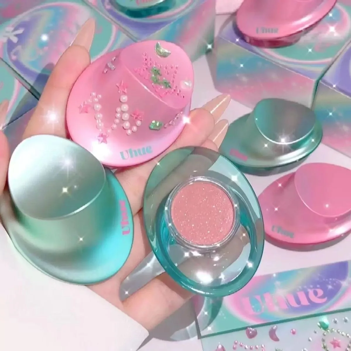 كريم Uhue Eye للشفاه والخد كريم أحمر الخدود متعدد الأغراض، رذاذ ناعم، كريم واحد متعدد الأغراض للفم، ملمع شفاه أحمر، ظلال عيون