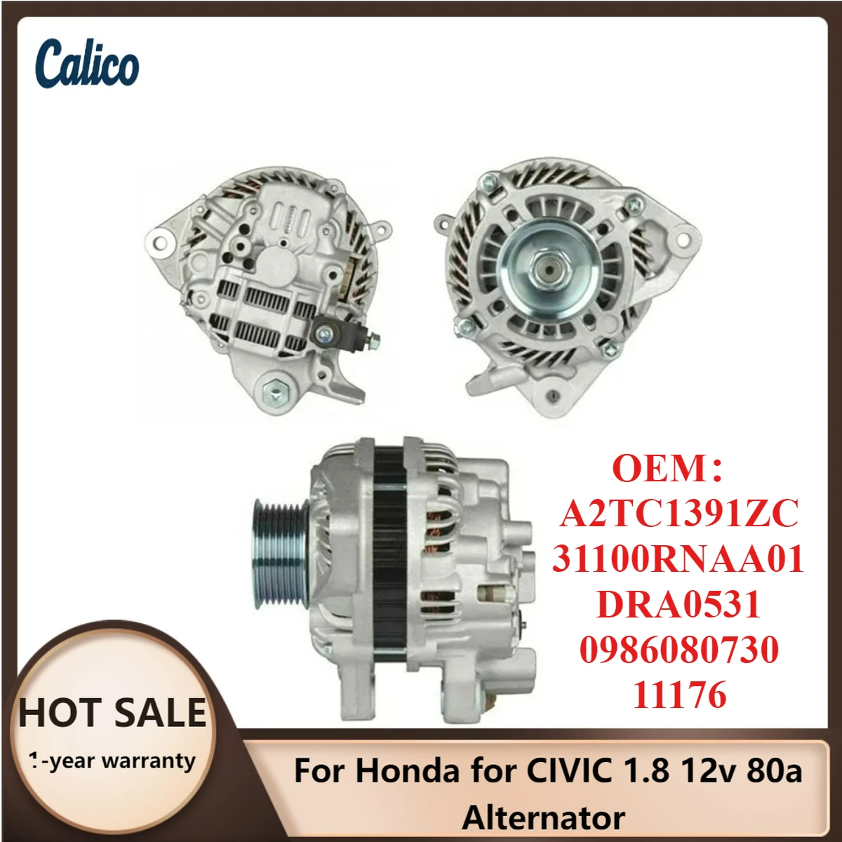 

High Quality Material Selection for Honda for CIVIC 1.8 12v 80a Alternator A2TC1391ZC 31100RNAA01 DRA0531 0986080730 11176