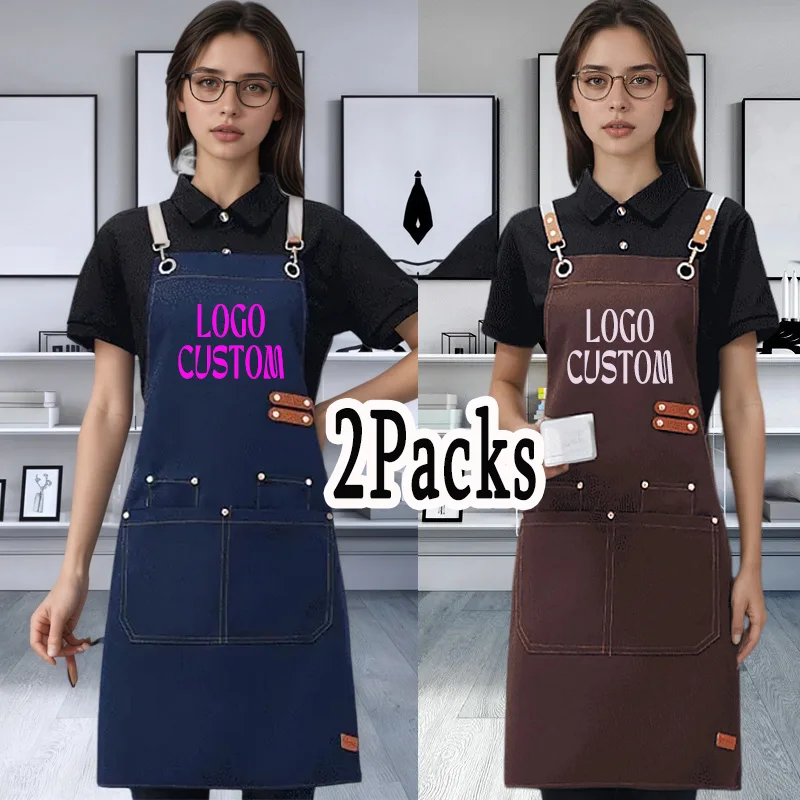 

Профессиональный фартук, одобренный шеф-повара, прочный водоотталкивающий фартук, функциональный фартук для приготовления пищи, гриля, логотип, индивидуальный размер, 2 шт.