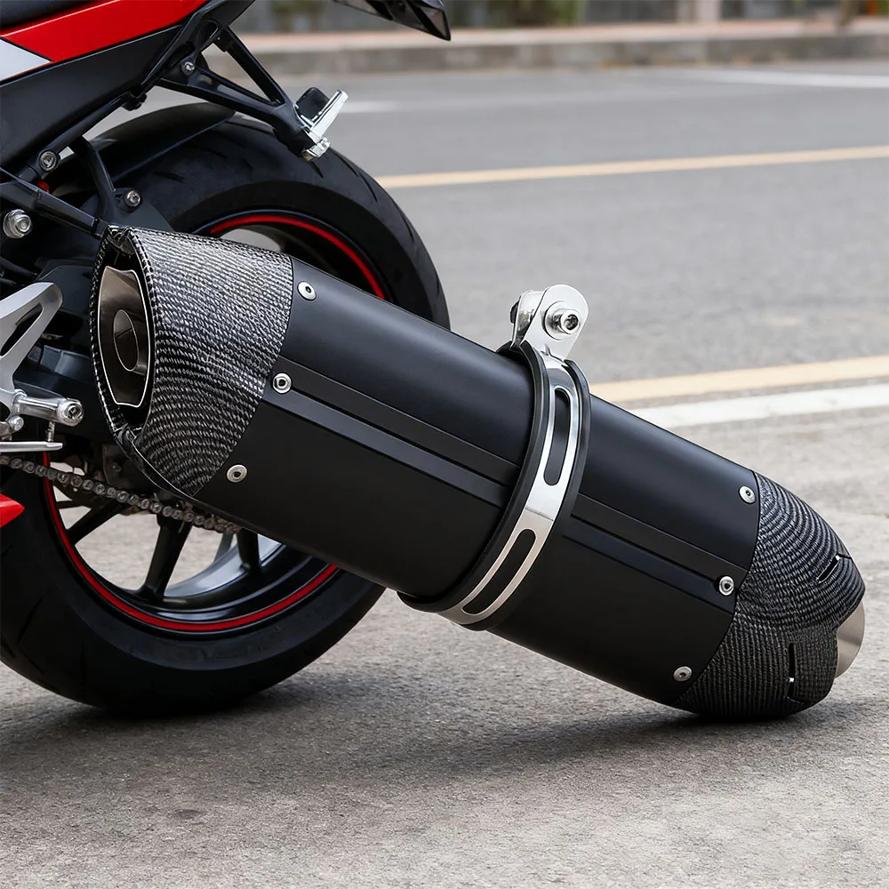 51mm Universal Motorcycle Exhaust Muffler Tube, Used for Racing 600 250SR 321R with 450MM Diameter Motorcycle Big Devil