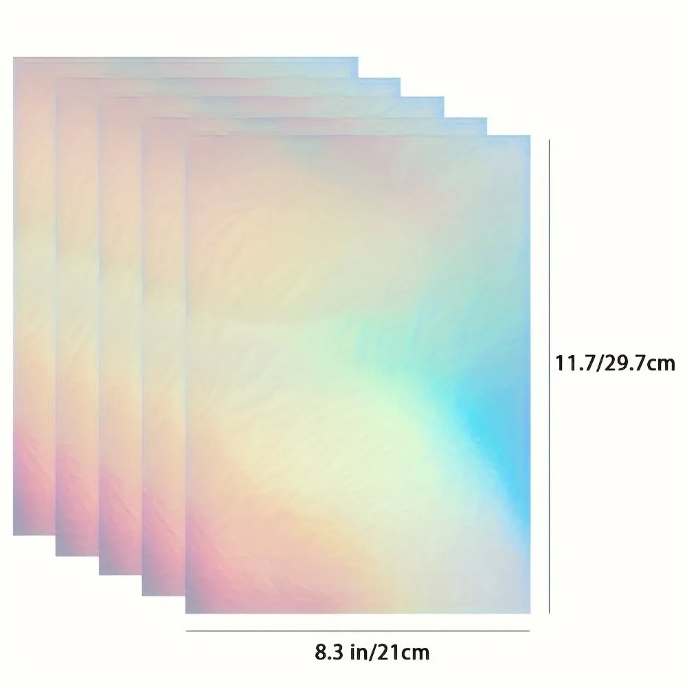 Sheets Holographic Sticker Paper-Self-Adhesive Waterproof Clear Vinyl Overlay Film,A4 Size for Documents,Labels,Crafts -Durable,