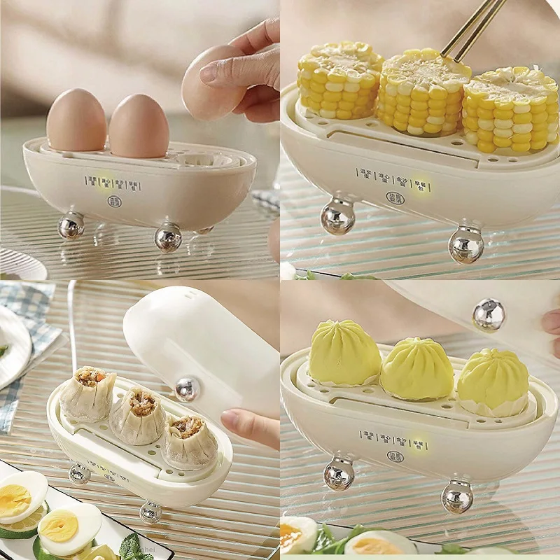 120W Smart Mini Egg Cooker Low Power Student Dormitory Rapid Breakfast Machine Multifunction Automatic Power Off Electric Steame