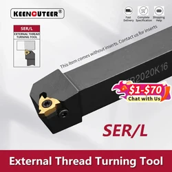 SER1010H11 SER1212H16/11 SER1616H16/11 SER2020K SER2525M External Thread Turning Tool SER SEL Lathe Cutter Bar CNC Tool Holder