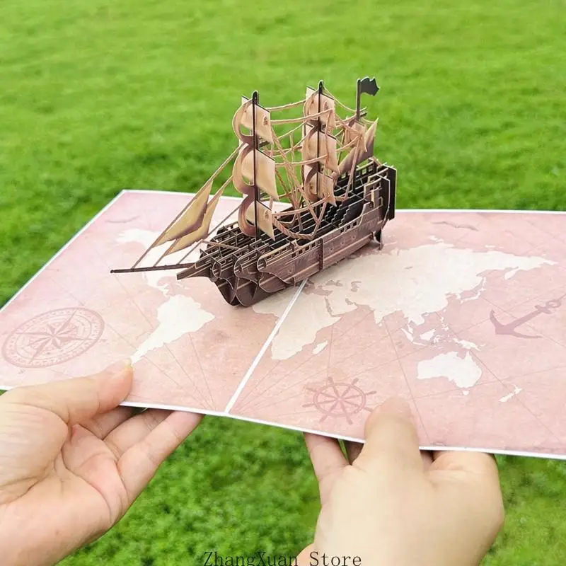 Stilvolle Dankeskarte mit Segelbooten für Hochzeiten, Geburtstage, Partys, Grußkarte mit Umschlag für unvergessliche Anlässe, 3 – Detail 4