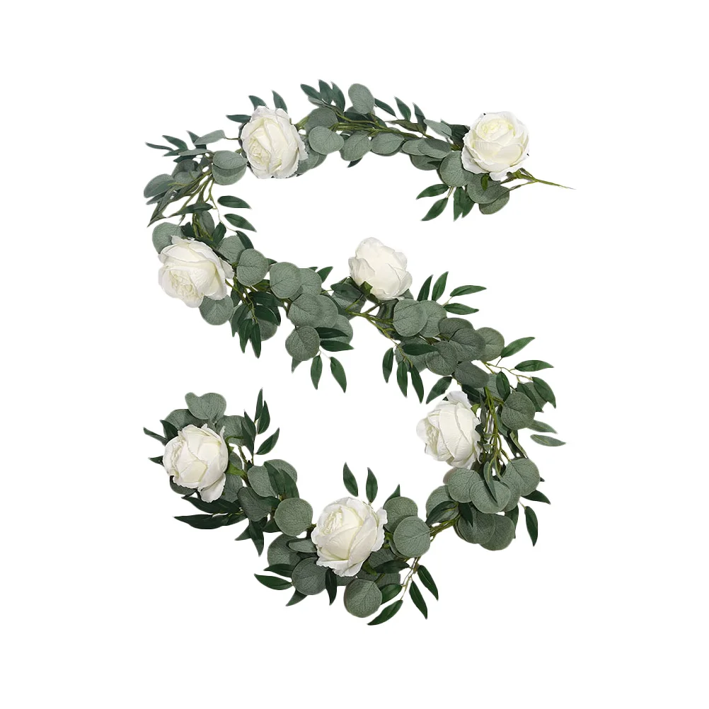 

1pc Simulated Rose Vine Artificial Green Leaves Garland Hanging Plants Decor Wedding Bride Party Centerpiece Fake Flowers