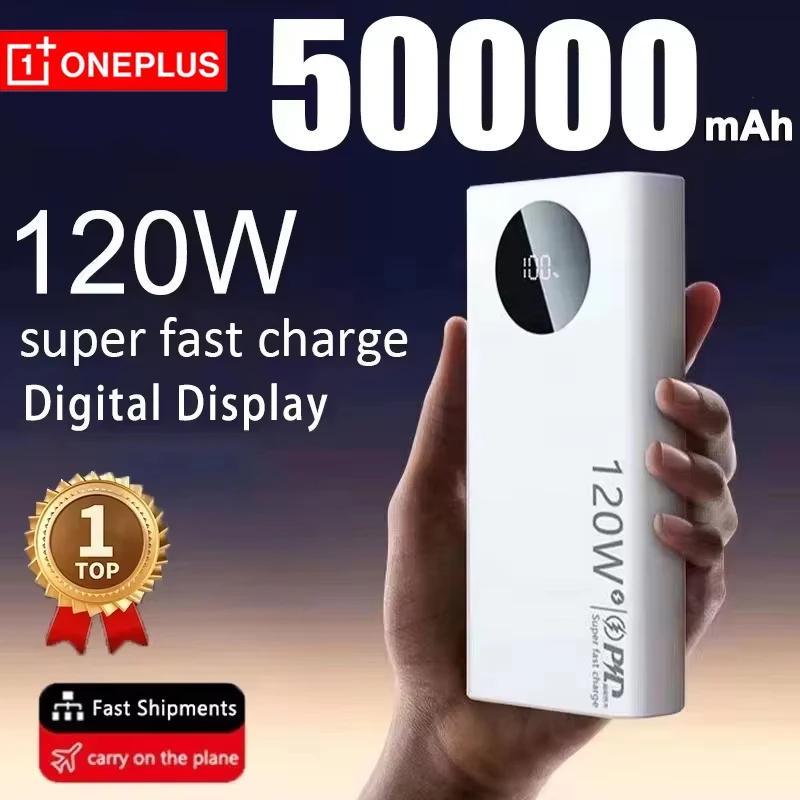 OnePlus 120W Portable Fast Charging 50000mAh Power Bank Mobile Phone Accessory External Battery Compatible for iPhone Samsung