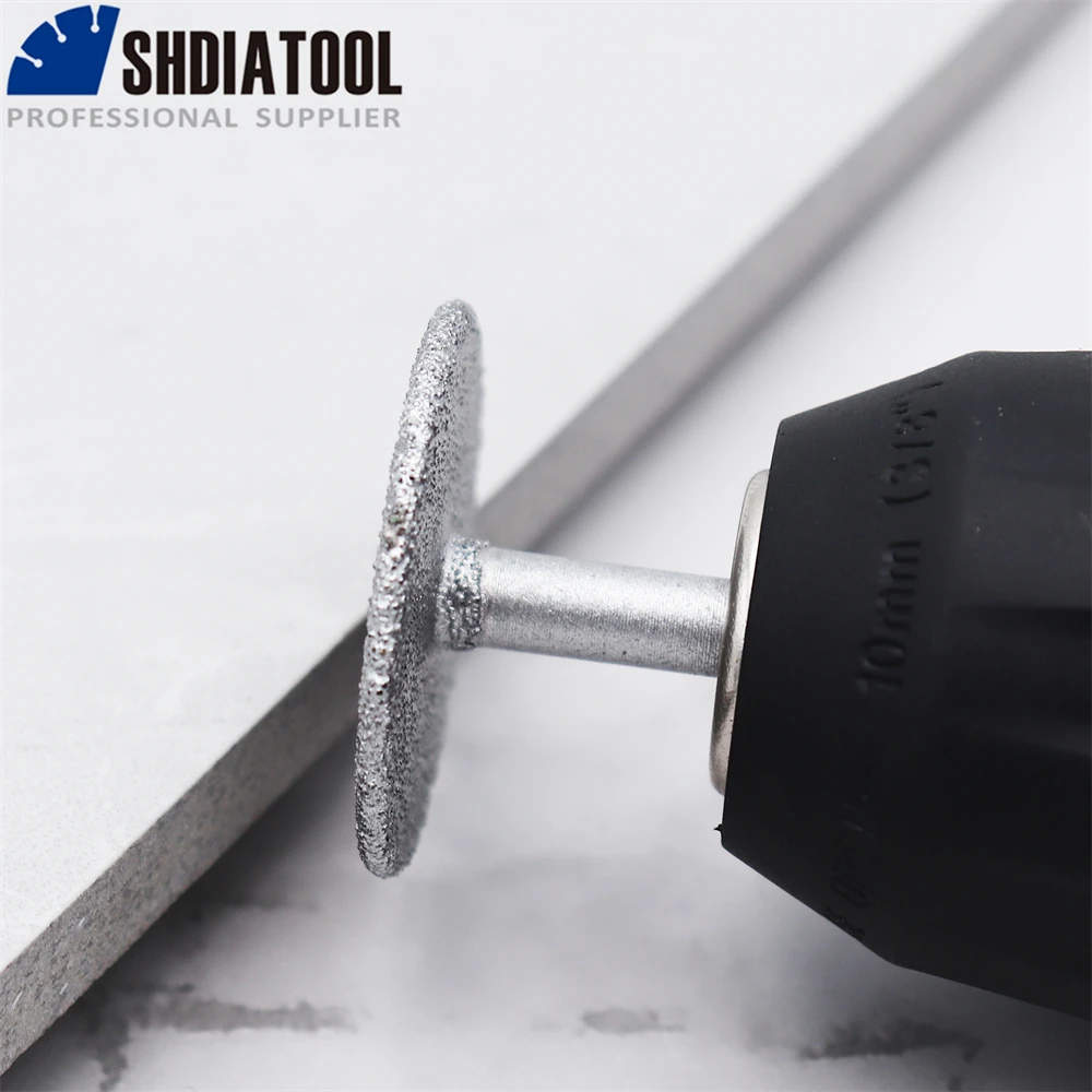 SHDIATOOL 1Pc Dia35mm Vacuum Brazed Diamond Discs 6mm Shank Saw Blade Professional Cutting Grinding Engraving Stone Concrete