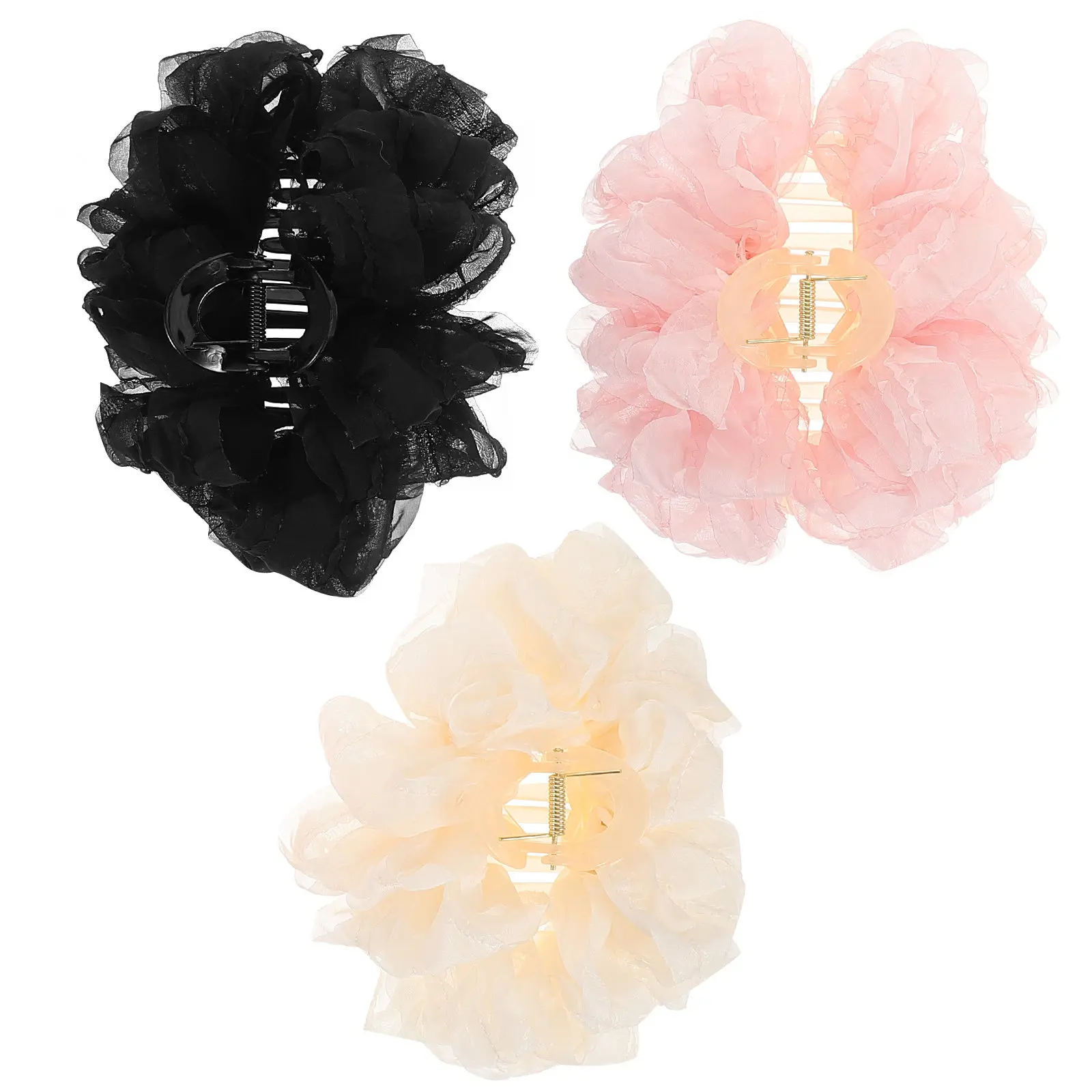 

Набор из 3 заколок-крабов для волос с бантом, белые, розовые, черные, большие, для густых волос, милые и стильные зажимы для женщин