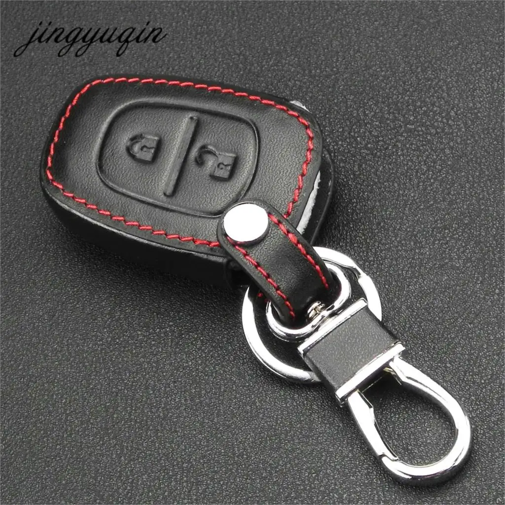 jingyuqin 2 Button Remote Key Fob Leather Case For Vivaro Movano Renault Traffic Kangoo For NISSAN Opel Car Key Protect Holder