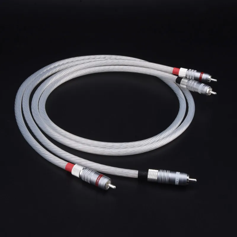 

High Sound Quality Silver Plated Copper RCA Audio Video Signal Cable for Telephone Projector Computer and Microphone-One Pair