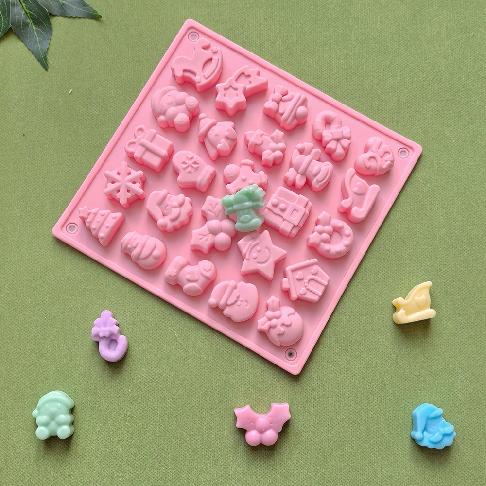 1pc Christmas Chocolate Mold, 25 Hole Different Shapes, 3D Silicone Candy Mold, Used for Soft Candy