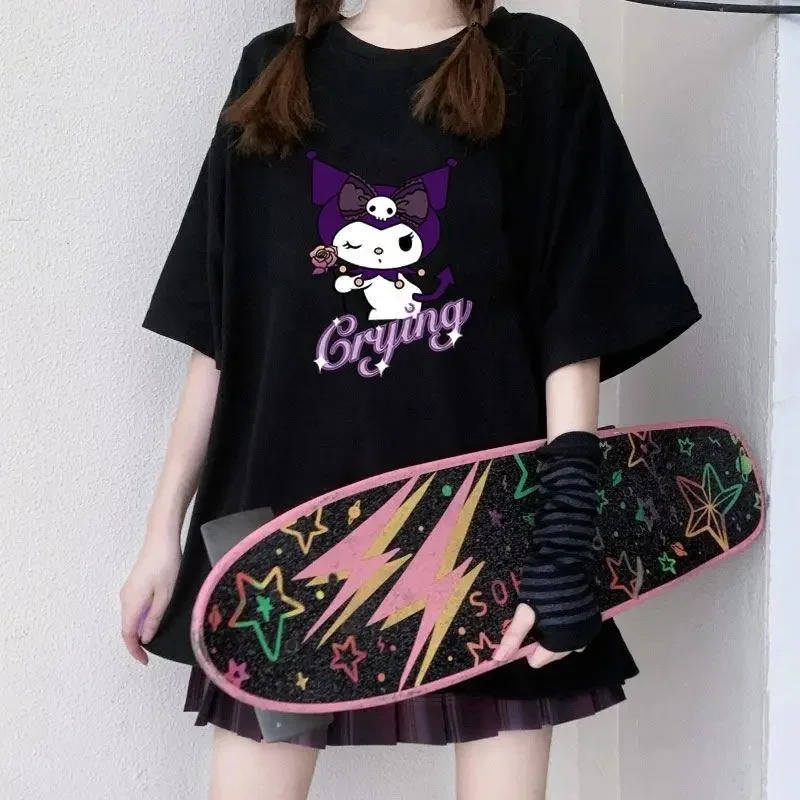 Cartoon T-shirt Kuromi Kawaii Short-sleeved 3D Printing Round Neck Fashion Casual Breathable Commuting Sweet High-end Gift