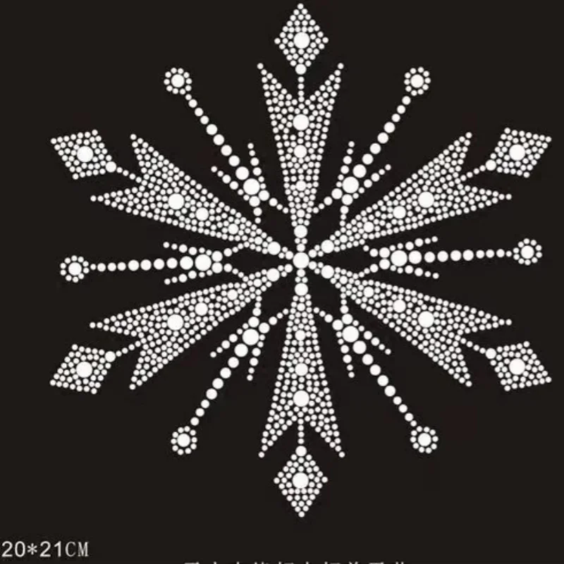 

2PC/Lot Iron-On Crystal Christmas Snowflake Rhinestone Transfers Design Applique Patches for Shirts Hot Fix Patches