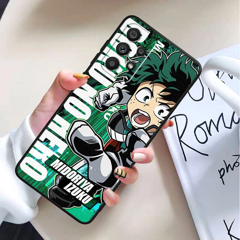 Comic My Hero Academia For Samsung Galaxy A73 A72 A55 A54 A53 A52S A34 A33 A32 A25 A23 Soft Black Phone Case