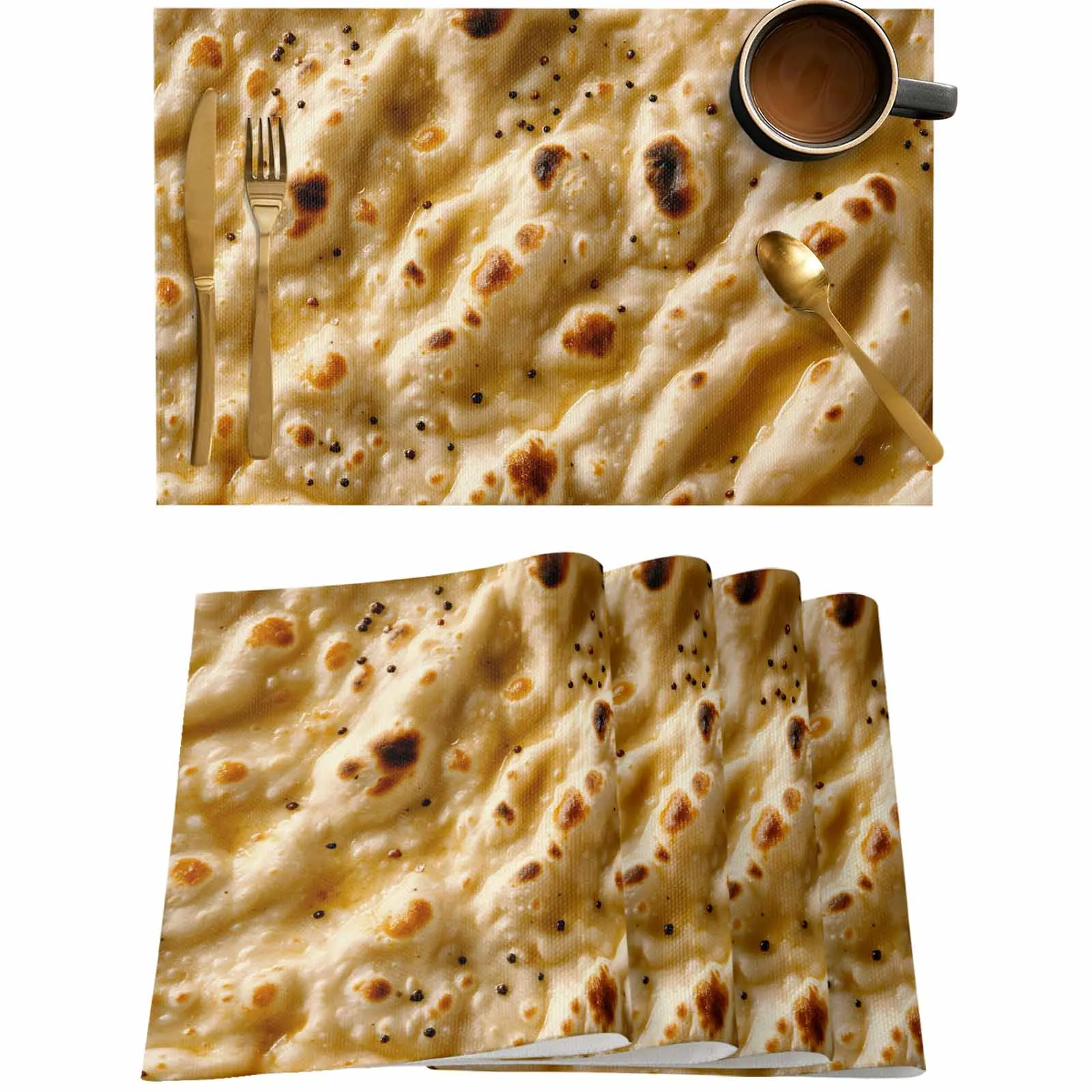 

4/6 Pcs Realistic Fun Food Burritos Placemat Wedding Party Dining Decor Linen Table Mat Kitchen Accessories