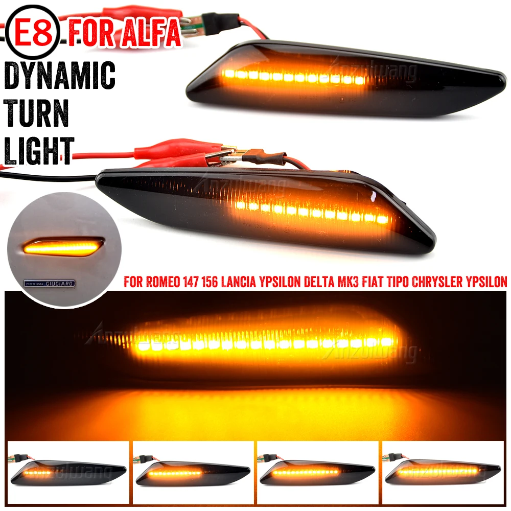 

2Pcs LED Dynamic Side Marker Light Arrow Turn Signal Blinker Lamps For Fiat Tipo Egea Alfa Romeo 147 156 Sportwagon Lancia Delta