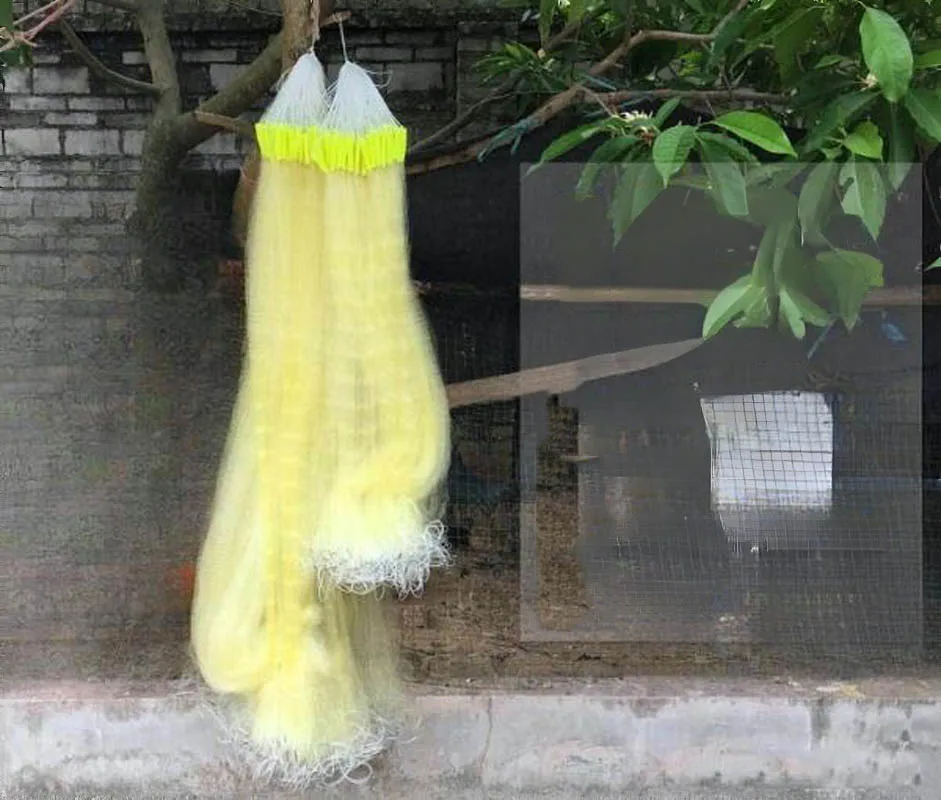 40m 3-layer yellow silk dense net reinforced rubber silk heavy sticky net hanging net floating stick net