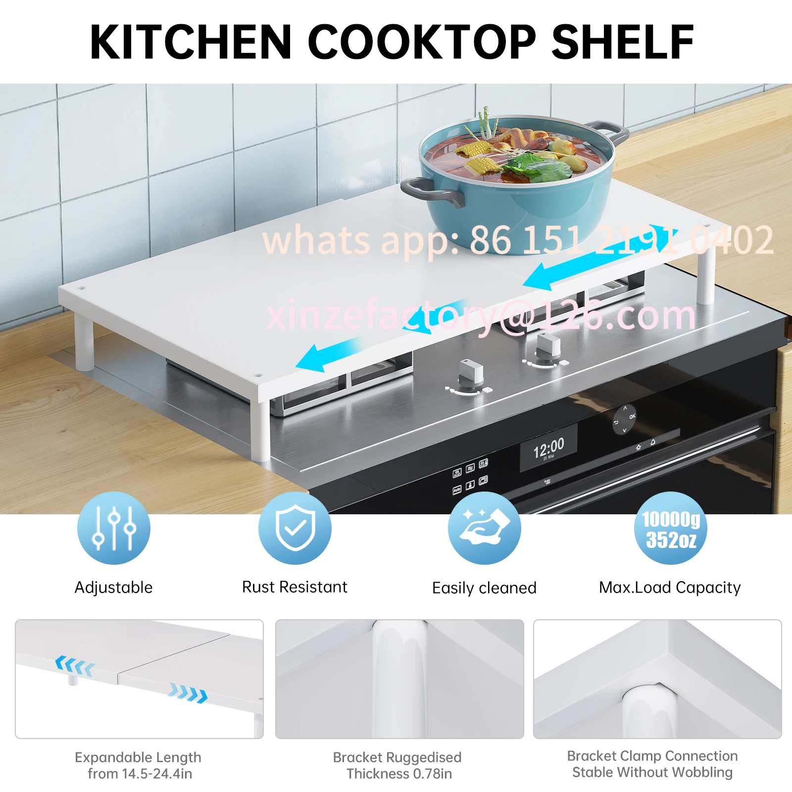 

Customizable Stove Rack Vegetable Preparation Bracket Cover Rack Gas Stove Retractable Shelf Insulated Storage Rack