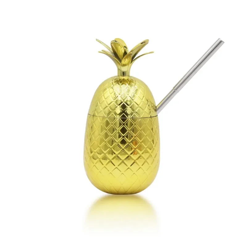 Creative Pineapple Tumbler Cocktail Cups Stainless Steel Gold 450ml Stainless Steel Cup Mug Beer Mugs Drinking Bar Tool