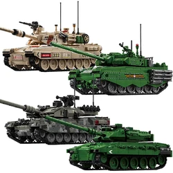 WW2 Military Tank Building Blocks Main Battle Tank Series US M1 Abrams Main Battle Tank Model T-90MS Tank Bricks Toys Boy Gifts