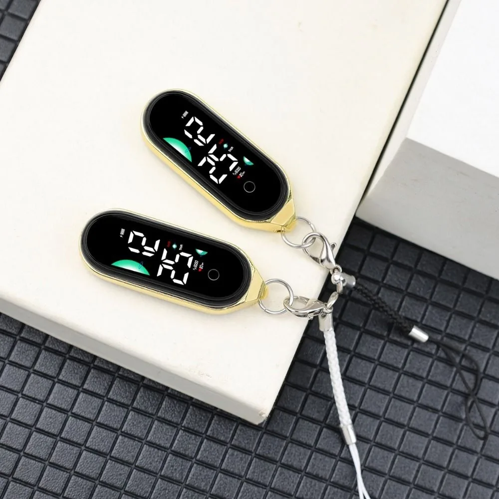 Silent Electronic Hanging Watch Luminous Waterproof School Clock Digital Display Touch Screen Pendant Keychain Watch