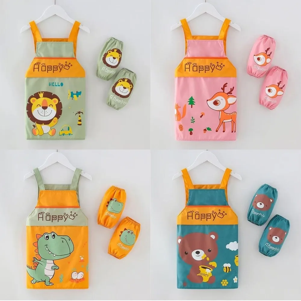 

3 шт., высококачественный милый мультяшный фартук, регулируемый водонепроницаемый нагрудник для повара, нарукавники для детей