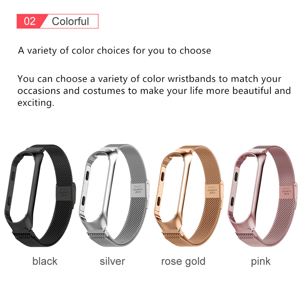 Pulsera milanesa para Xiaomi Mi Band 6, 5, 4 y 3, Correa de acero inoxidable para reloj inteligente Mi Band 5 y 6