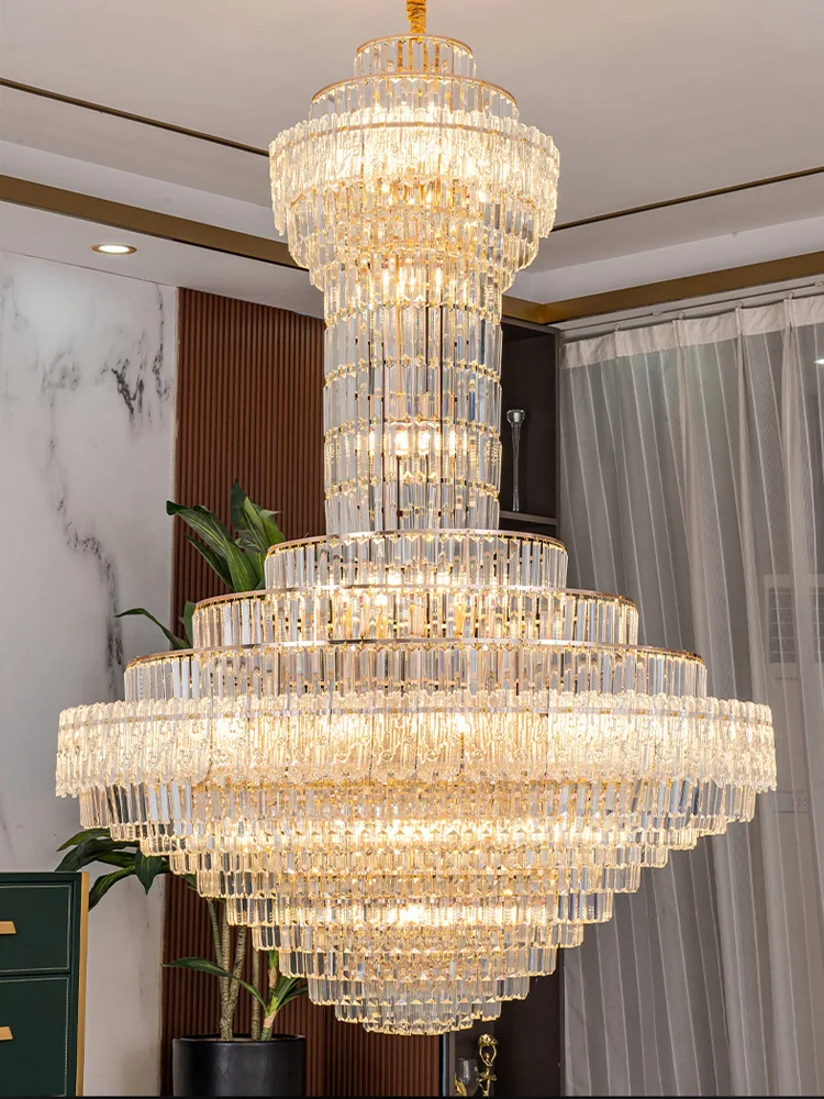 

Роскошная хрустальная люстра для дома, виллы, дуплекса, лофта, потолочные подвесные светильники для гостиной, żyrandol, светильники для декора отеля, салон, светильник