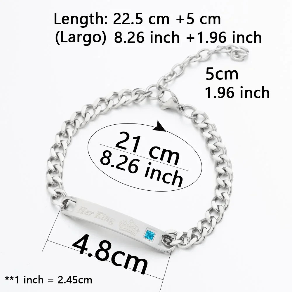 King Queen Matching Stainless Steel Metal Pairs Couple Bracelet Women Men Gift Jewelry Valentine\'s Day Wholesale Supply