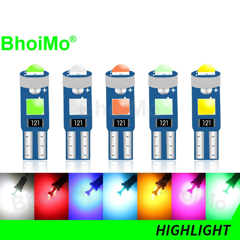 BhoiMo 8PCS Meter 73 74 Led T5 Bulb 2721 3SMD 3030 W3W Instrument Dashboard Plate Panel Indicator Warning Signal Lamp Car Light