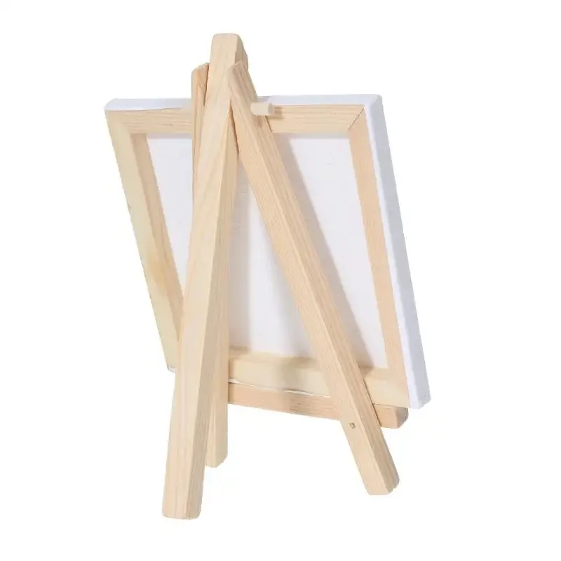 12pcs Artists 5 inch Mini Easel +3 inchx3 inch Mini Canvas Set Painting Kids Craft DIY Drawing Small Table Easel for School view 5