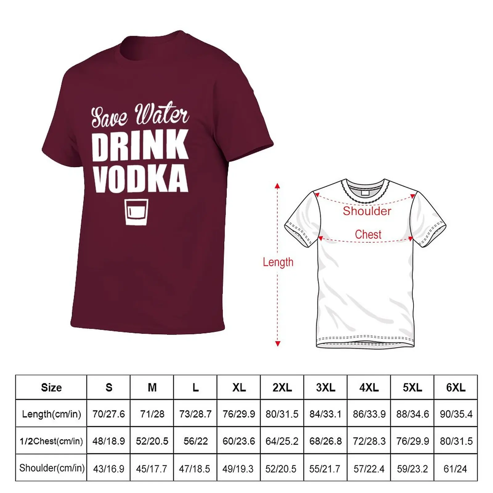 Save Water Drink Vodka T-Shirt plus size tops summer top mens plain t shirts