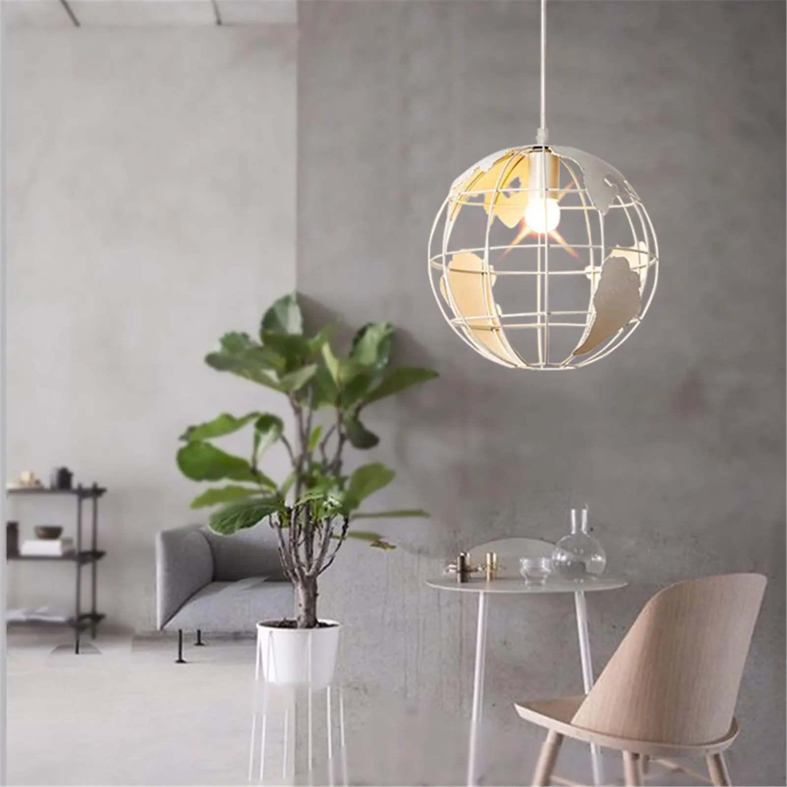 Modern Iron Art Globe Chandelier Hanging Ceiling Lamp Indoor Lighting 60W Home Decoration For Bedroom Study Loft Restaurant