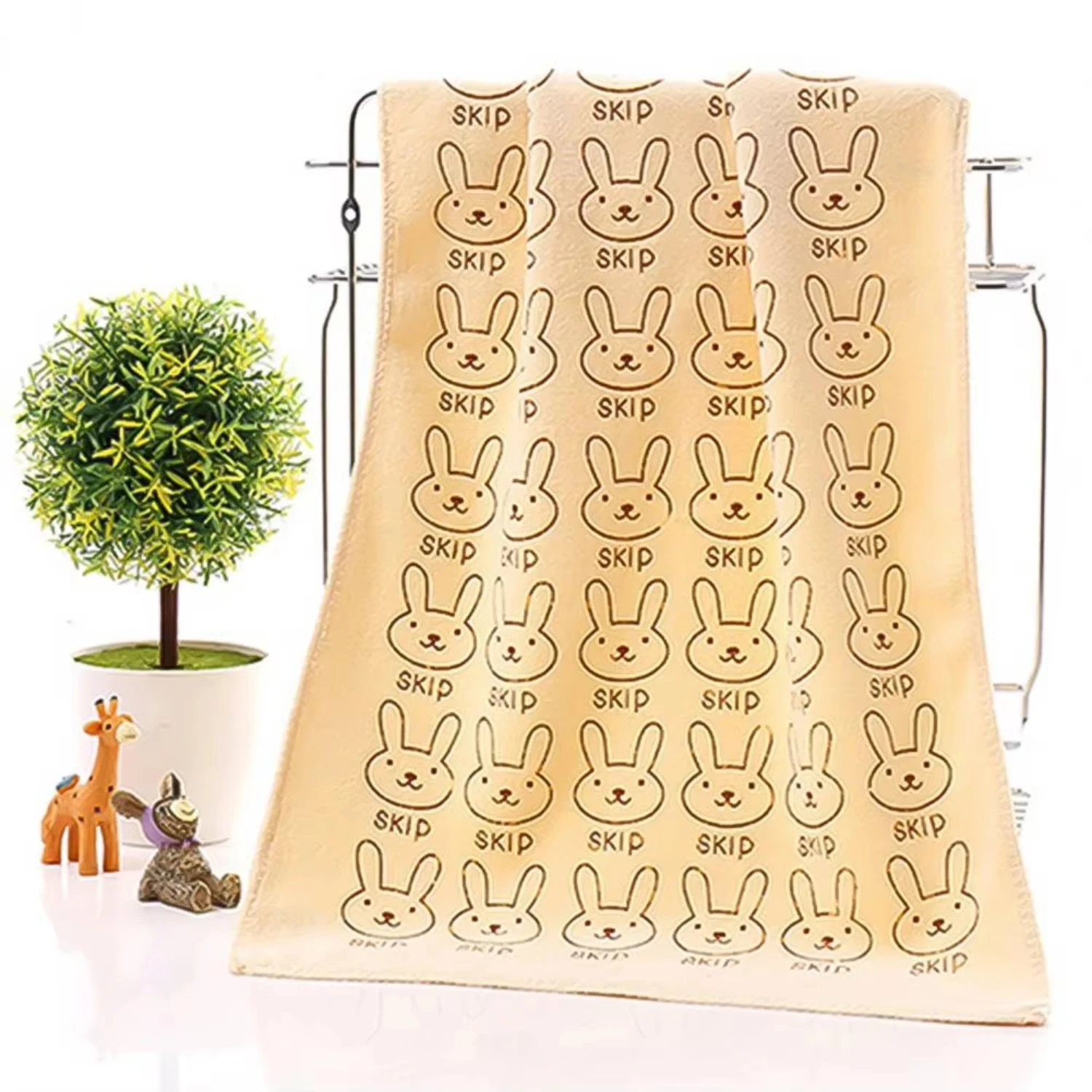 Toalla rectangular con estampado de conejo, toallita suave para baño y alimentación, toallita para limpiar la cara, pañuelo, toallas suaves y absorbentes