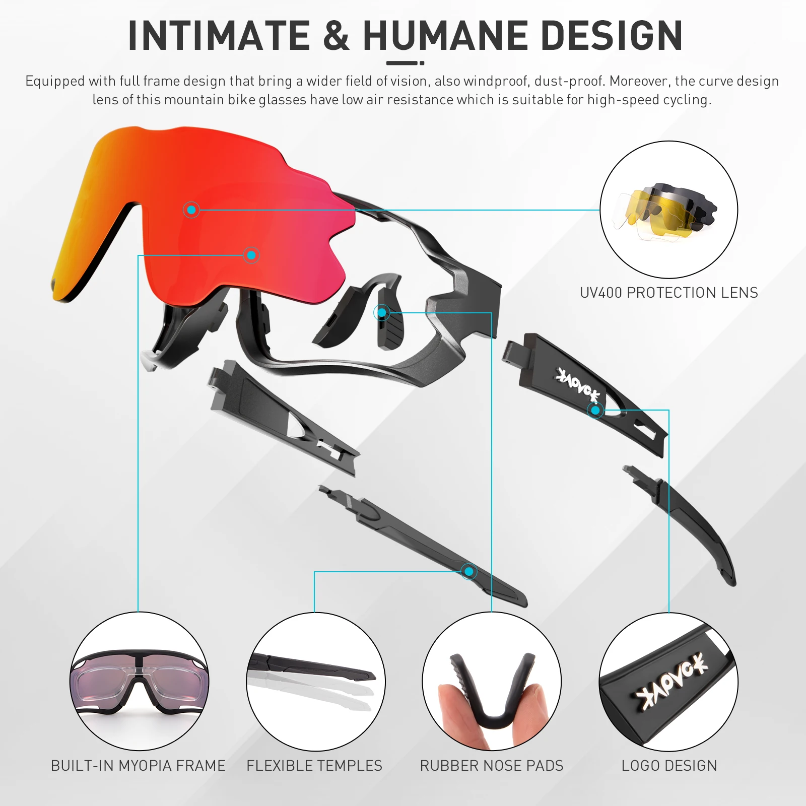 Kapvoe Outdoor MTB Bike Eyewear Man Woman Cycling Sunglasses UV400 Polarized Driving Bicycle Glasses Sports Climbing Goggles Hot