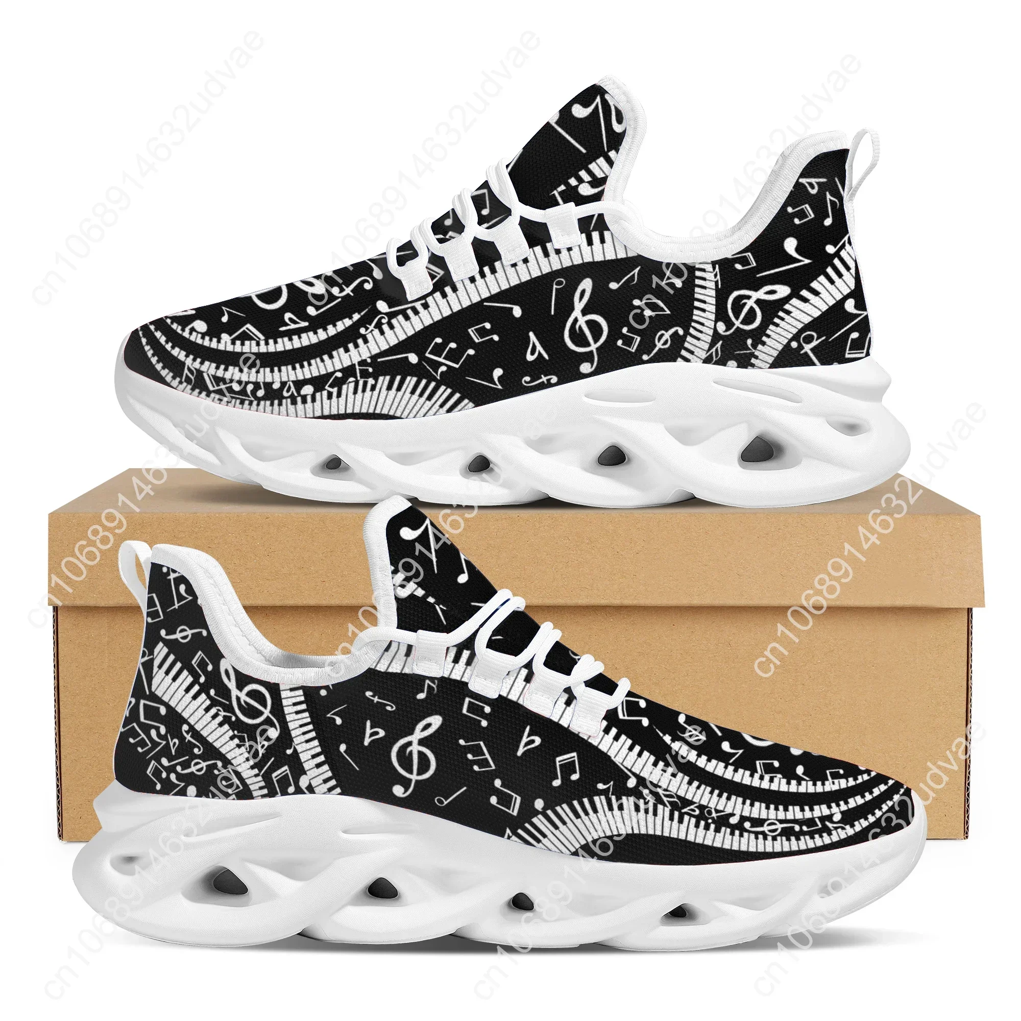 Novelty Musical Notes Keyboard Kinnted Anti Skid Shoes Absorbing Light Lace Up Shoes Tennis Shoes Platform Shoe