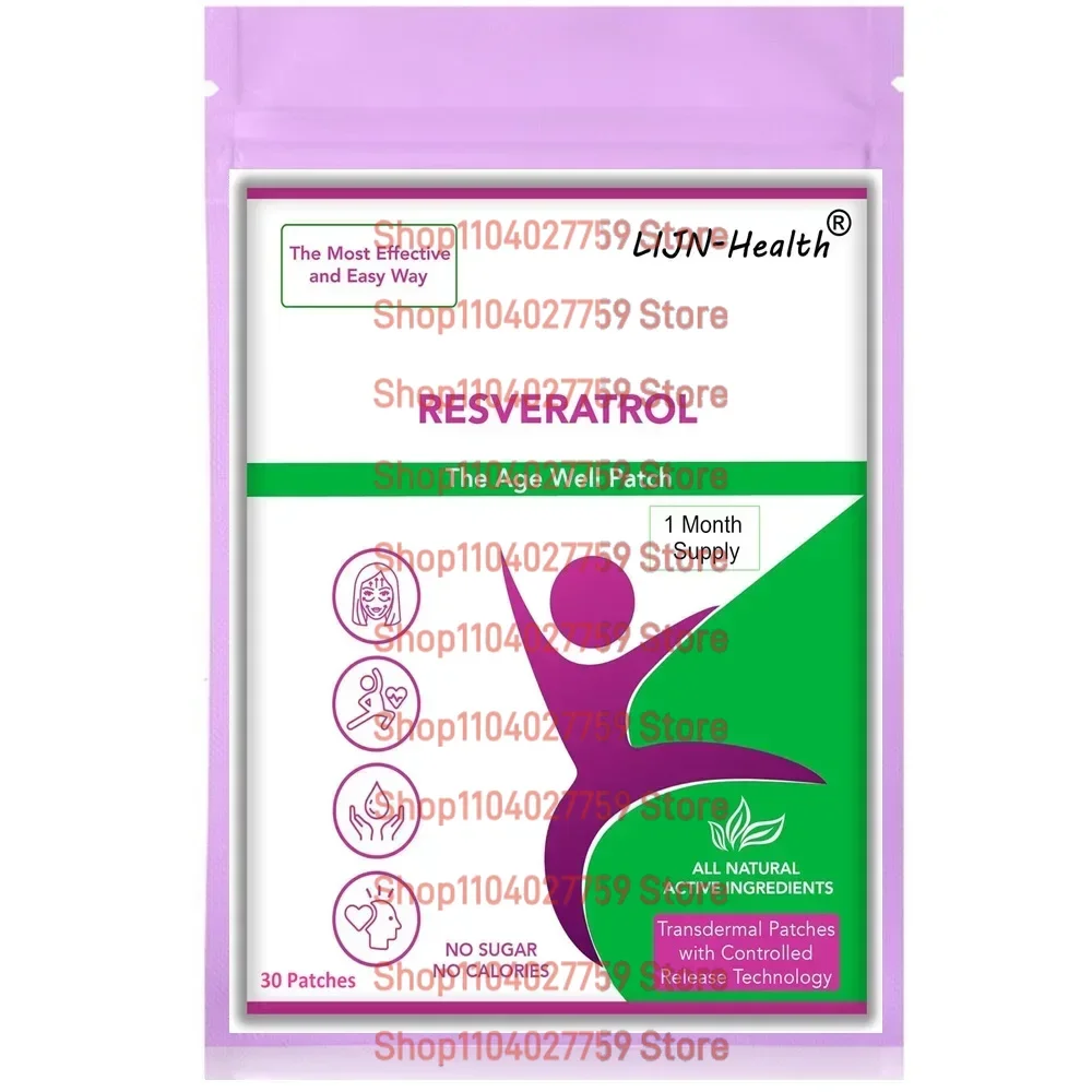 Resveratrol-Patches Transdérmicos, EUA Feito Fornecimento, 30 Patches, 1 Mês