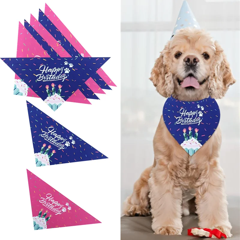 Dog Birthday Boy&Girl Bandana Pet Happy Birthday Party Supplies Triangle Bibs Scarf Accessories For Doggy Large Dog