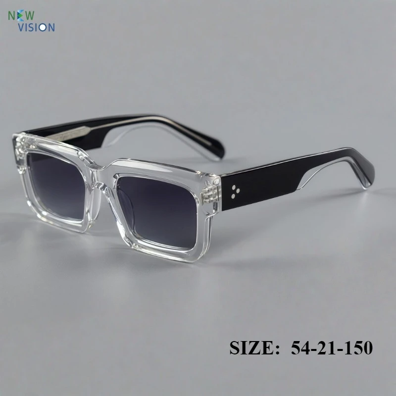 

High Quality Men Retro Sunglasses Fashion Thick Square Acetate Optical Eyeglass Women Outdoor Sunscreen Sun Glasses Big Face