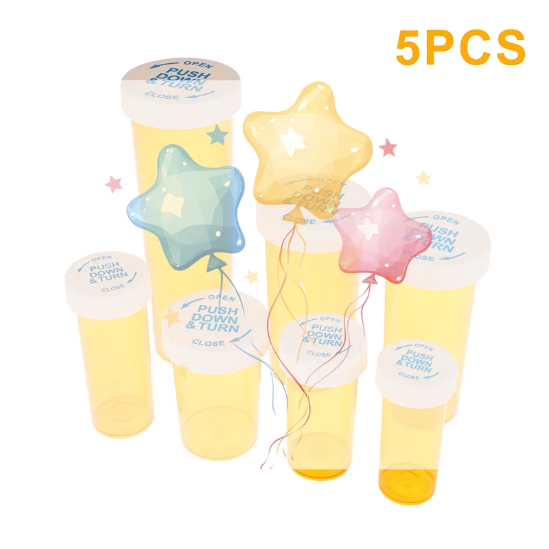 5Pcs Plastic Medicine Pill Bottles With Child Resistant Caps Medicine Containers Travel Pill Vials - 6/8/13/16/20/30/40/60 Dram