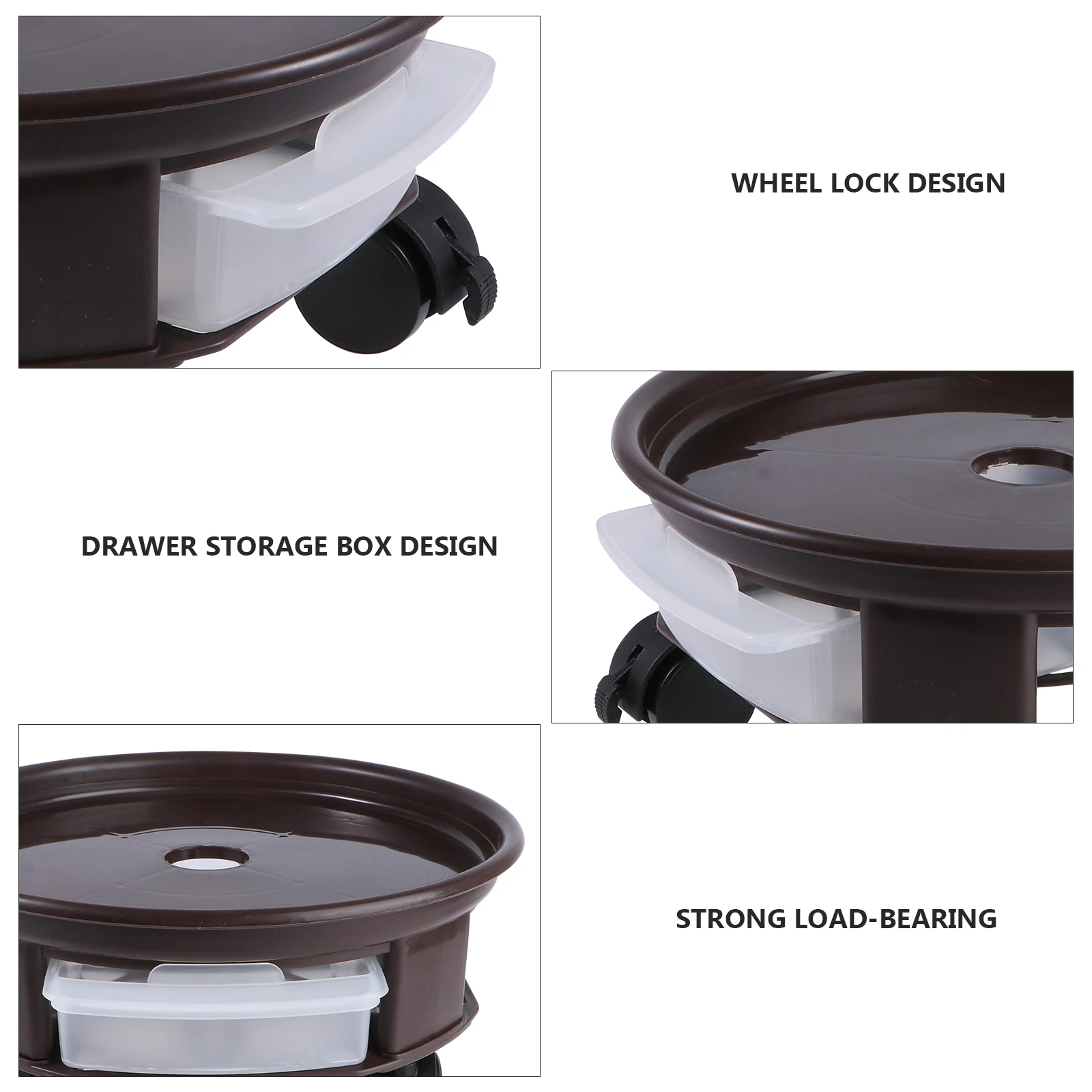 

Movable Flowerpot Base Universal Wheel Durable Plastic Tray Large Capacity Smooth Wheels Plant Pot St Gardening