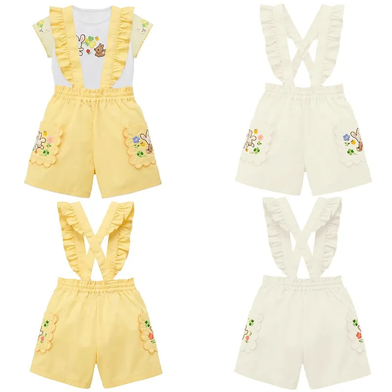 summer-japanese-toddler-girls-suspender-shorts-cute-cartoon-rabbit-floral-embroidery-five-point-casual-daily-wear-kids-pants