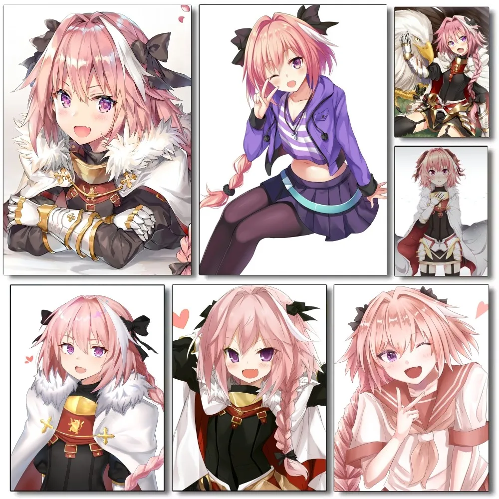 1pc Anime Cute Fate Apocrypha Astolfo Anime Poster Self-adhesive Art Waterproof Paper Sticker Coffee House Bar Room Wall Decor