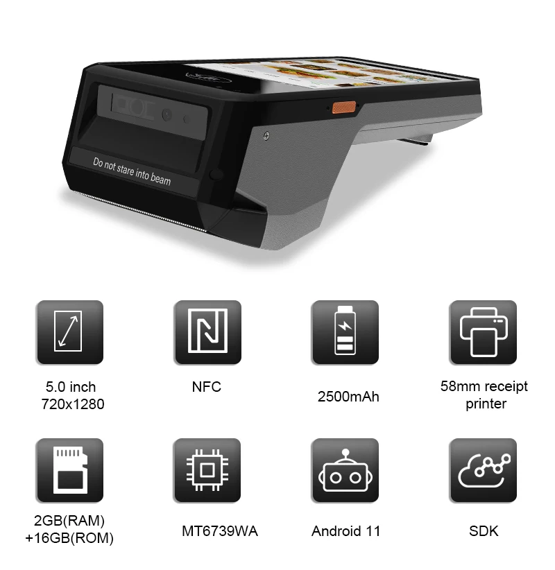 KT-V520 Android Handheld POS with Long-lasting Battery Secure NFC Dual Camera Cortex-A53 CPU for Efficient Inventory Management